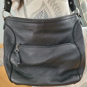 Danier Black Pebble Leather Shoulder Bag